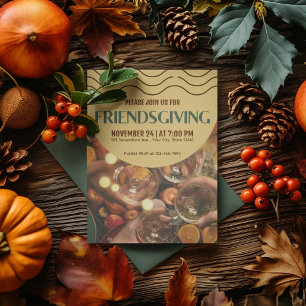 Abstract Modern Friendsgiving Thanksgiving Dinner Invitation