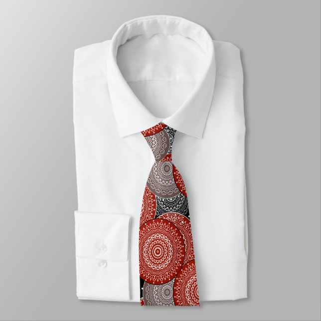 Abstract modern geometrcal circles round shapes ma neck tie (Tied)