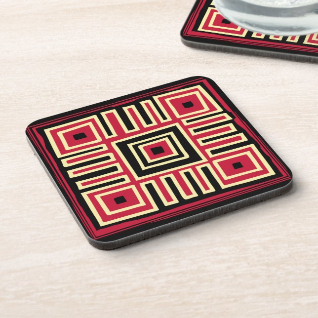Abstract modern geometric art beverage coaster (Left Side)