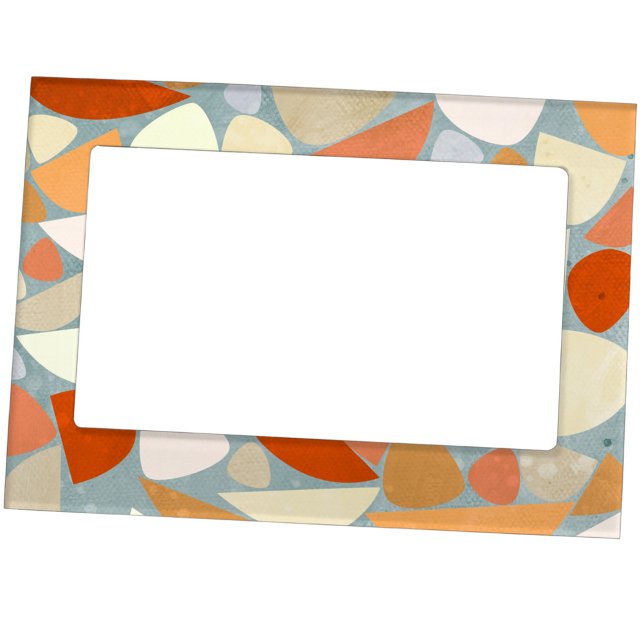 Abstract Modern Geometric Art Magnetic Frame (Abstract modern orange yellow cream pattern magnetic frame)