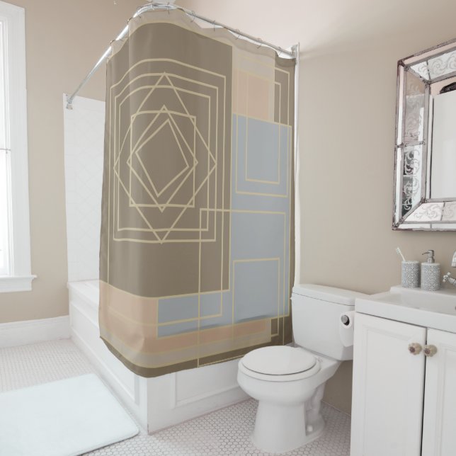 Abstract modern geometric art shower curtain (In Situ)