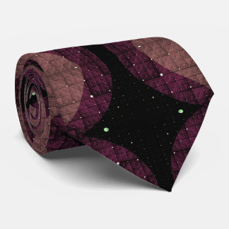 Abstract Modern Geometric Black Purple Fractal Art Neck Tie