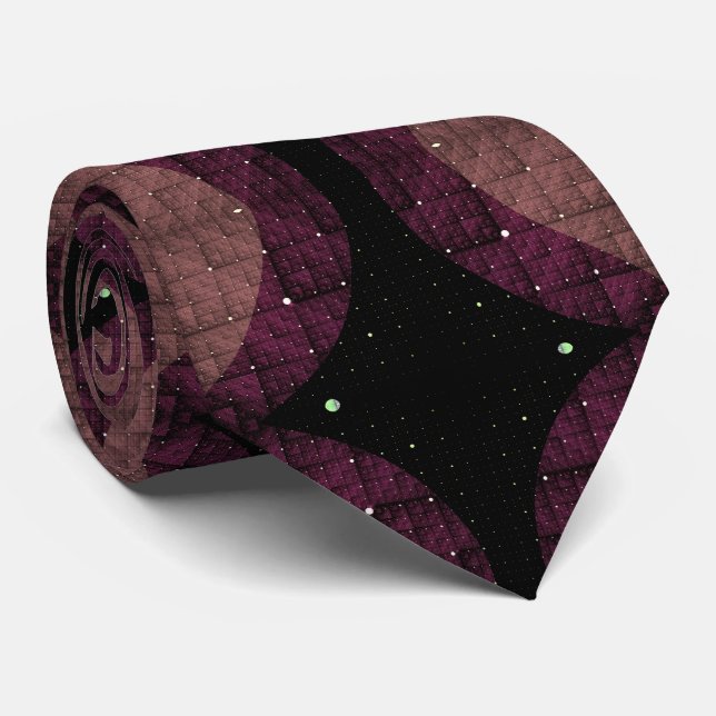 Abstract Modern Geometric Black Purple Fractal Art Neck Tie (Rolled)