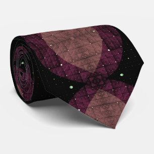 Abstract Modern Geometric Black Purple Fractal Art Neck Tie