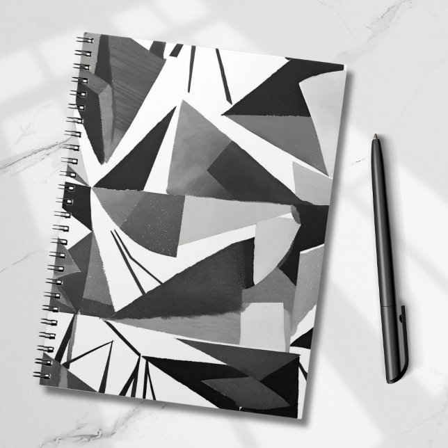 Abstract Modern Geometric Black & White Watercolor Notebook (Creator Uploaded)