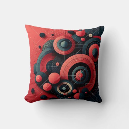 Abstract Modern Geometric Circle Throw Pillow