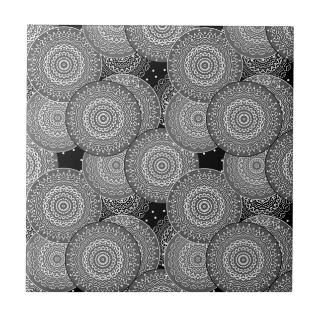 Abstract modern geometric circles round shapes man ceramic tile (Front)