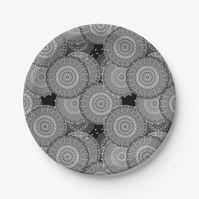 Abstract modern geometric circles round shapes man paper plates (Front)