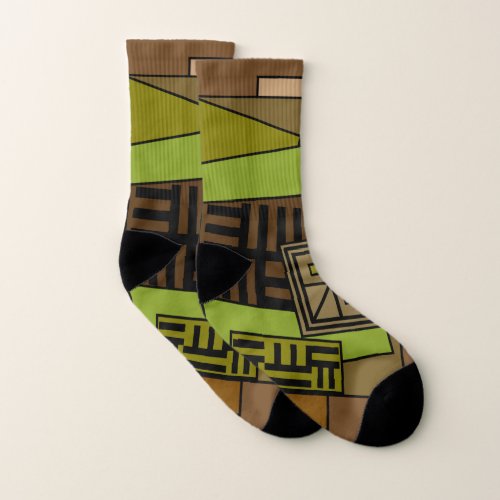 Abstract modern geometric forms art socks