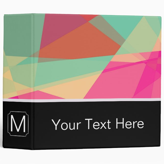 Abstract Modern Geometric Pattern 9 3 Ring Binder (Front/Spine)