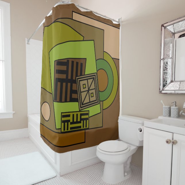 Abstract modern geometric pattern shower curtain (In Situ)