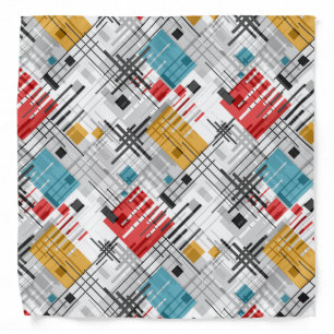 Abstract modern geometric shapes striped lined rec bandana