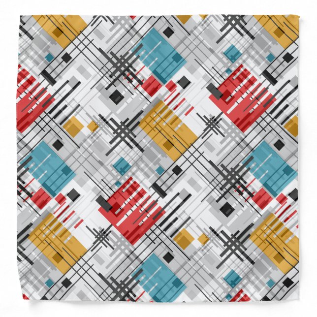 Abstract modern geometric shapes striped lined rec bandana (Front)