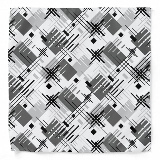 Abstract modern geometric shapes striped lined rec bandana (Front)
