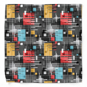 Abstract modern geometric shapes striped lined rec bandana