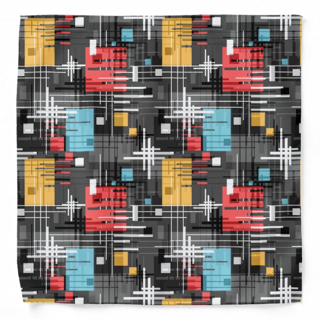 Abstract modern geometric shapes striped lined rec bandana (Front)