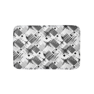 Abstract modern geometric shapes striped lined rec bath mat