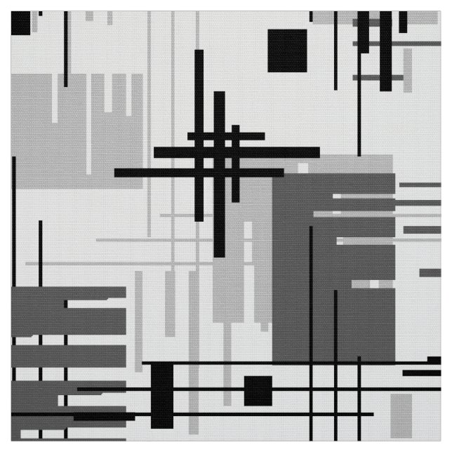 Abstract modern geometric shapes striped lined rec fabric (Swatch)
