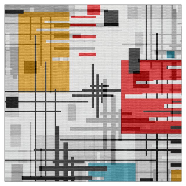 Abstract modern geometric shapes striped lined rec fabric (Swatch)