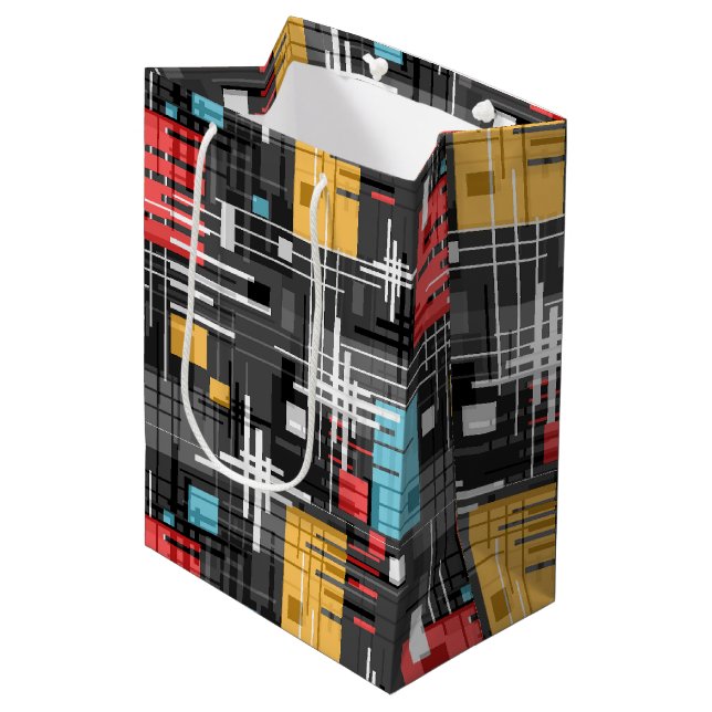 Abstract modern geometric shapes striped lined rec medium gift bag (Front Angled)