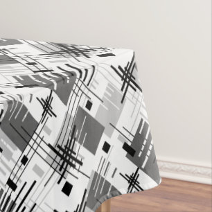 Abstract modern geometric shapes striped lined rec tablecloth