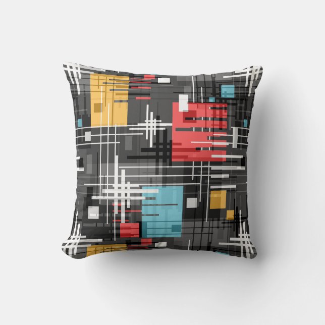 Abstract modern geometric shapes striped lined rec throw pillow (Front)