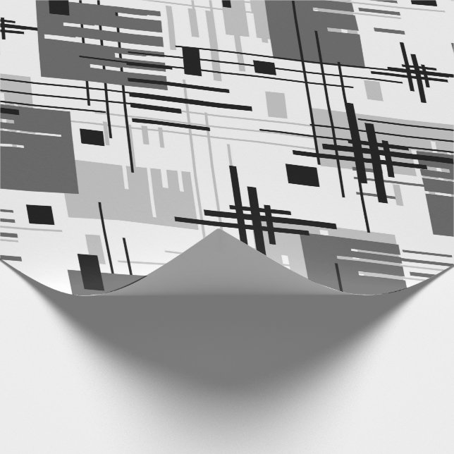 Abstract modern geometric shapes striped lined rec wrapping paper (Corner)