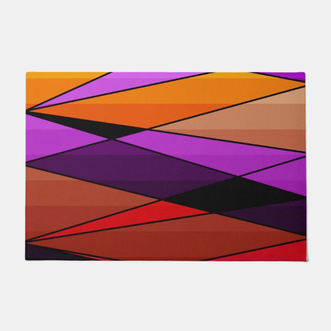 Abstract modern geometric shapes triangles orange doormat (Front)