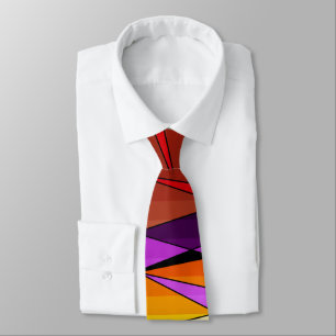 Abstract modern geometric shapes triangles orange neck tie