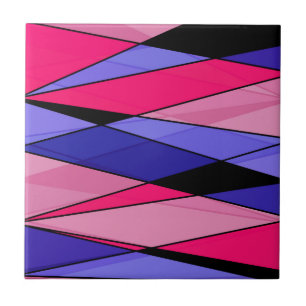 Abstract modern geometric shapes triangles pink bl ceramic tile