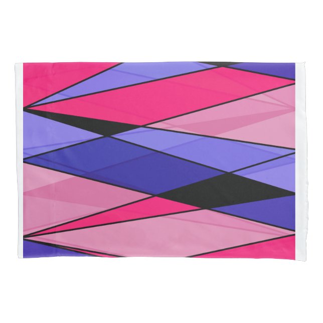 Abstract modern geometric shapes triangles pink pillow case (Front)
