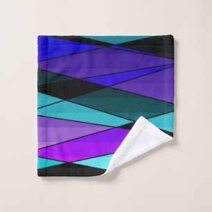 Abstract modern geometric shapes triangles pink pu bath towel set