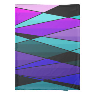 Abstract modern geometric shapes triangles pink pu duvet cover
