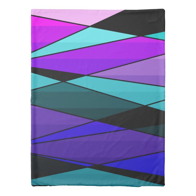 Abstract modern geometric shapes triangles pink pu duvet cover (Back)