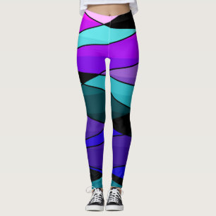 Abstract modern geometric shapes triangles pink pu leggings
