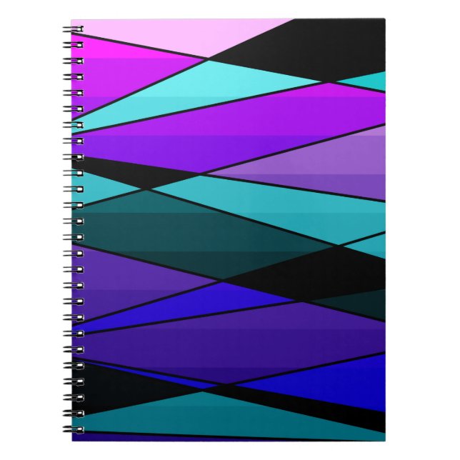 Abstract modern geometric shapes triangles pink pu notebook (Front)
