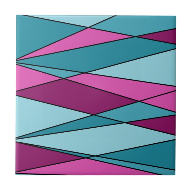 Abstract modern geometric shapes triangles pink tu ceramic tile (Front)