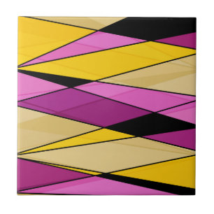 Abstract modern geometric shapes triangles pink ye ceramic tile
