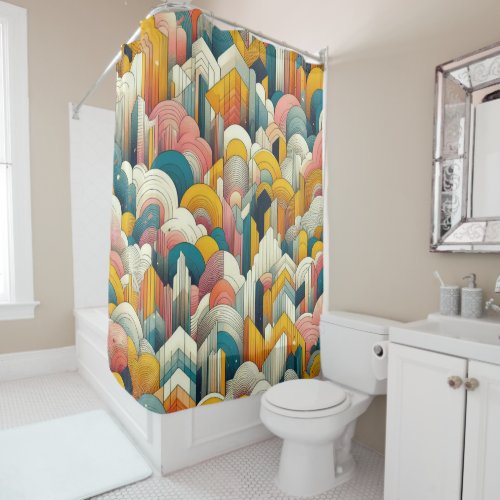 Abstract modern geometric shower curtain