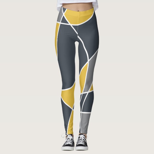 Abstract, modern, geometric, trendy pattern leggings (Front)