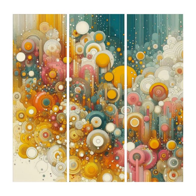 Abstract modern geometric triptych (Front)