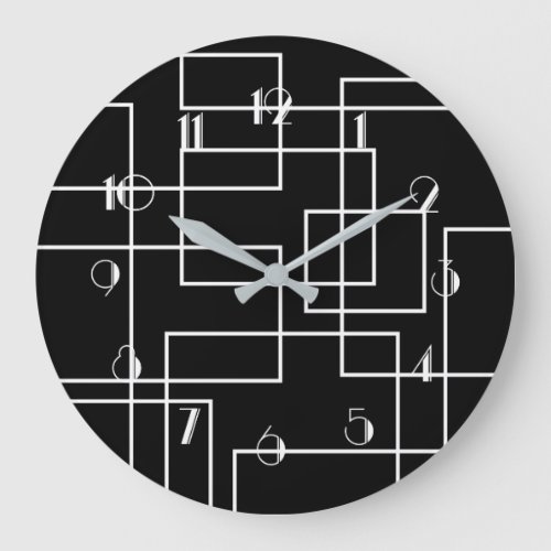 Abstract Modern Geometric White Box Design Large Clock
