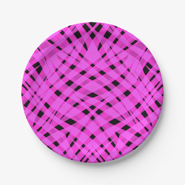 Abstract modern geometrical bright striped print paper plates (Front)