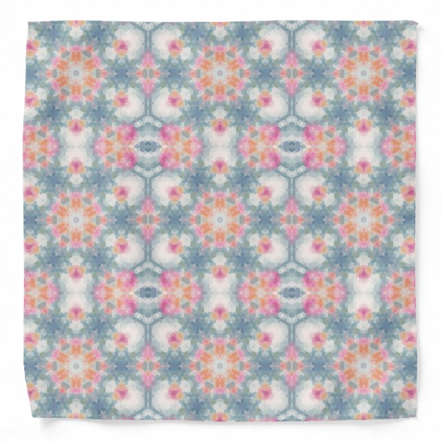 Abstract modern geometrical ornamental print blue bandana (Front)