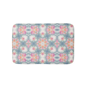 Abstract modern geometrical ornamental print blue bath mat
