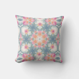 Abstract modern geometrical ornamental print blue throw pillow