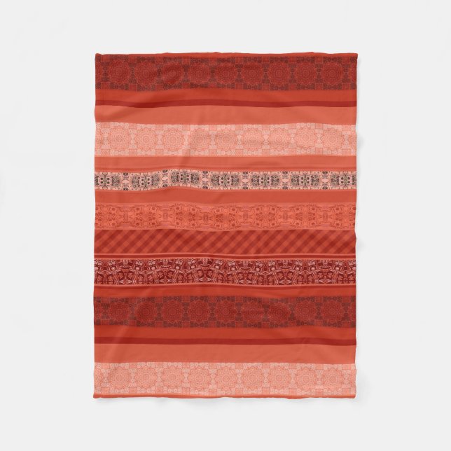 Abstract modern geometrical ornamental retro patch fleece blanket (Front)