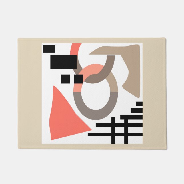 Abstract modern geometrical shapes elements coral doormat (Front)