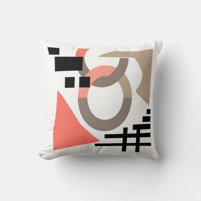 Abstract modern geometrical shapes elements coral throw pillow (Front)