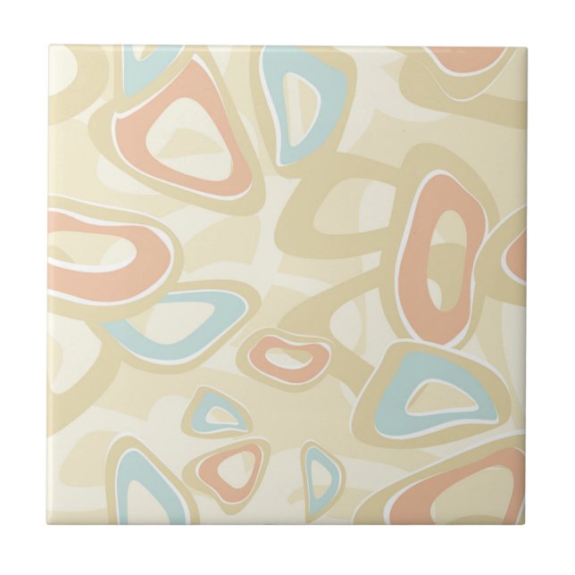 Abstract modern geometrical shapes pastel retro vi ceramic tile (Front)